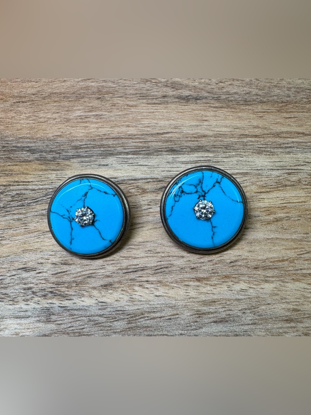 Sterling Silver Turquoise Color Crystal Stud Earrings